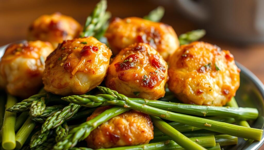 Garlic Butter Chicken Bites and Asparagus