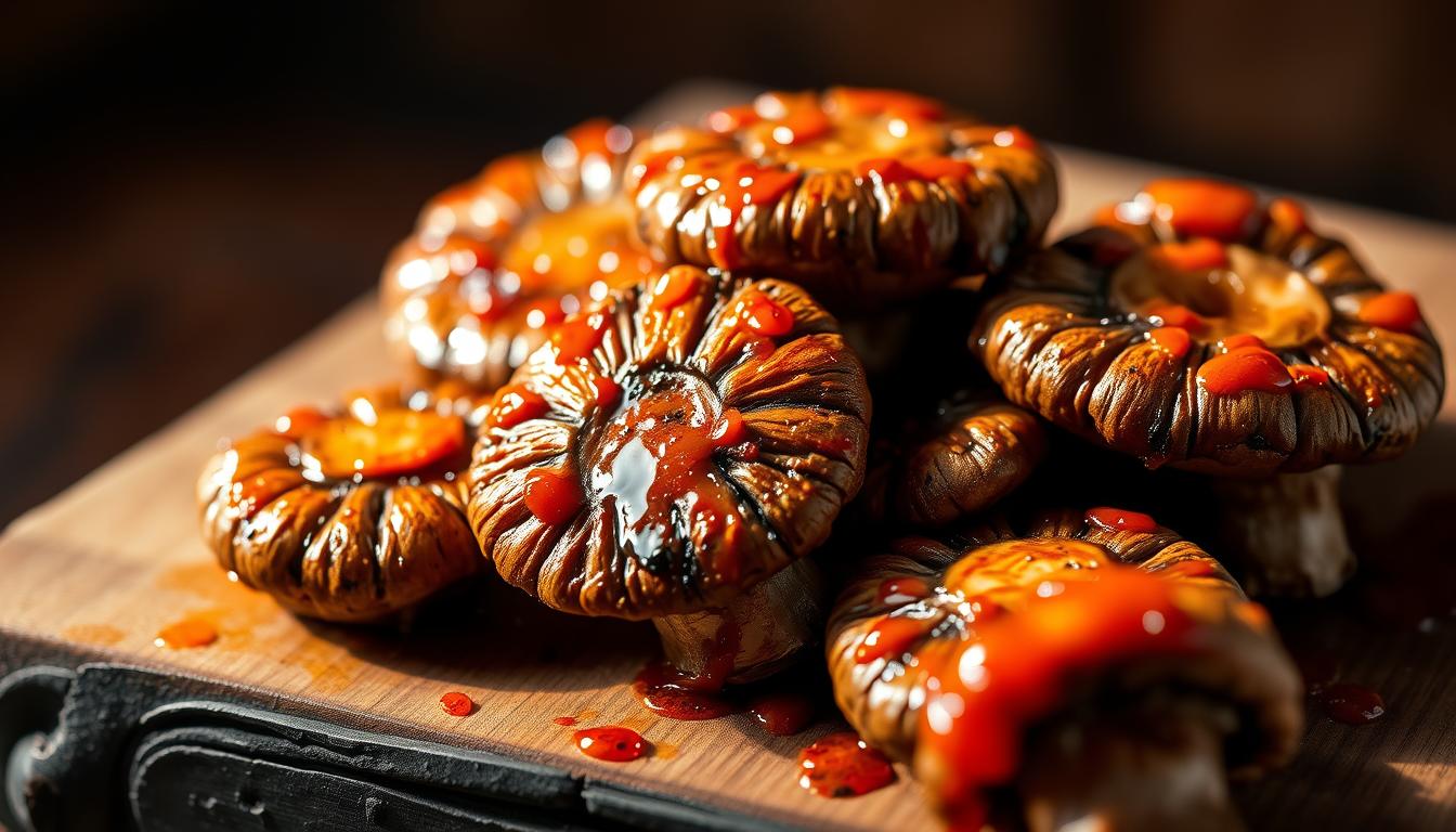 Grilled eryngii with gochujang glaze